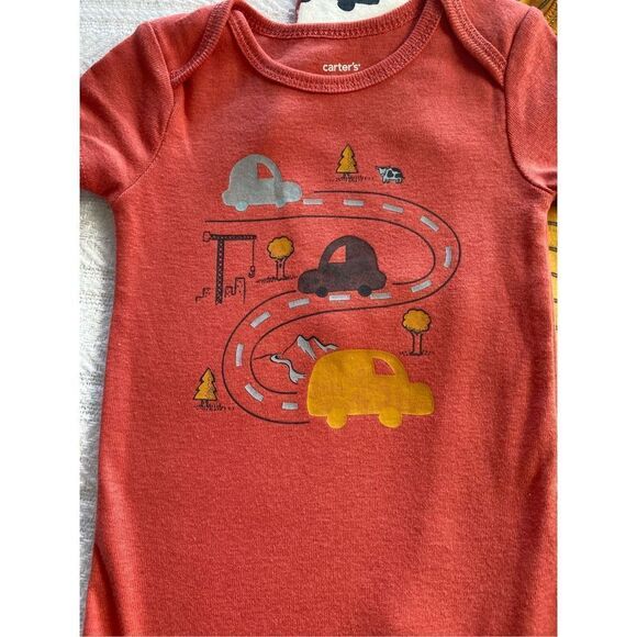 Carter's Boys 12 Month 5-Pack Short-Sleeve Truck Design Bodysuits - Picture 2 of 13